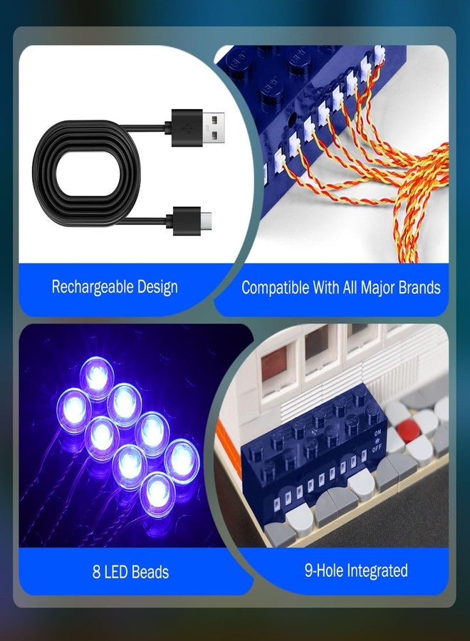 مجموعة مكعبات بناء JMBricklayer المزودة بإضاءة LED، 2x6 مكعبات زرقاء مضيئة مع وضع استشعار الضوء، ملحقات إضاءة يمكنك صنعها بنفسك، متوافقة مع التحديثات الرئيسية - Image 5